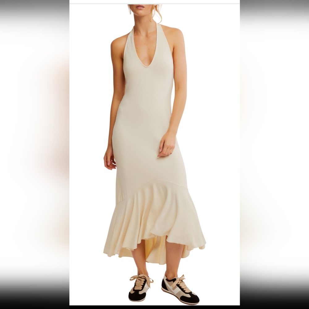Free People Alix Taupe Halter Backless Maxi Dress - Picture 5 of 7